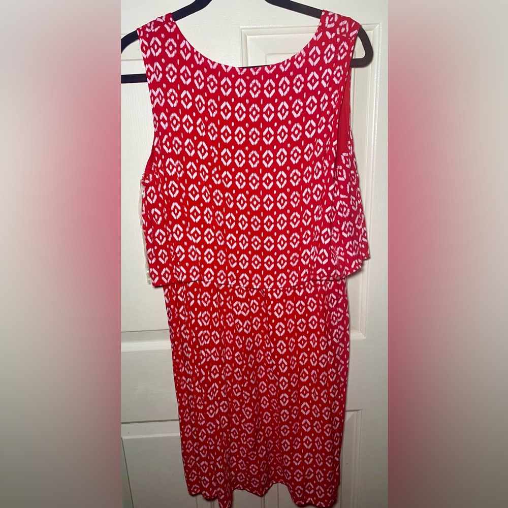 Faded Glory Womens Red White Geometric Sleeveless Dress‎ 16/18 - Picture 3 of 3